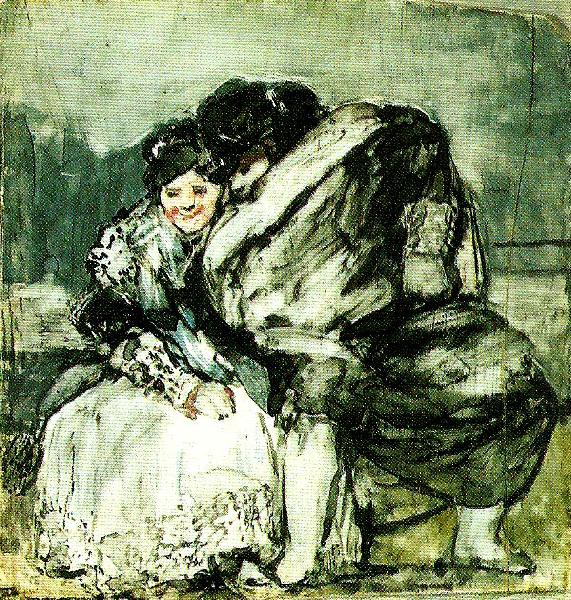 Francisco de goya y Lucientes sittande kvinna och man i slangkappa china oil painting image